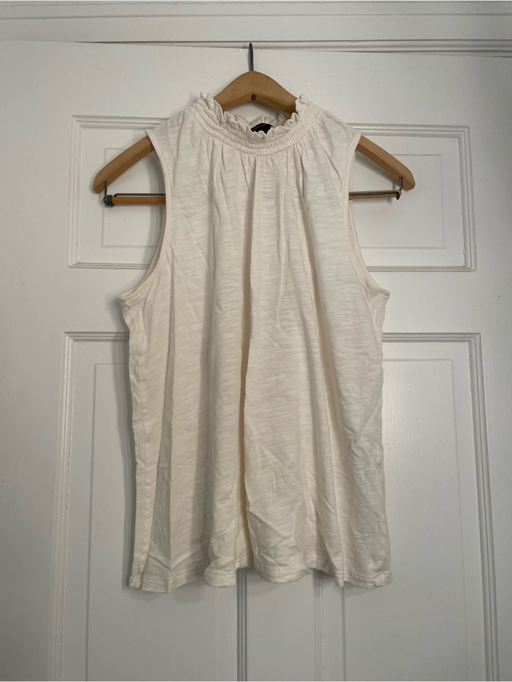 Banana Republic Cream Smocked Neck Sleeveless Top